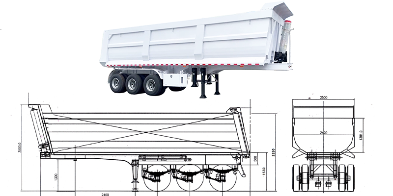 3 axle dump semi trailer